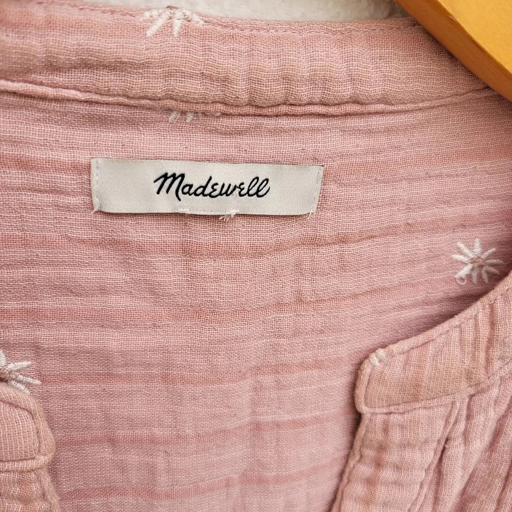 Pink Flowy cotton flower stitched flowy top blouse - Picture 4 of 9